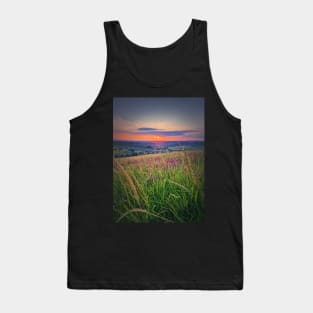 Summer sunset over the green valley Tank Top